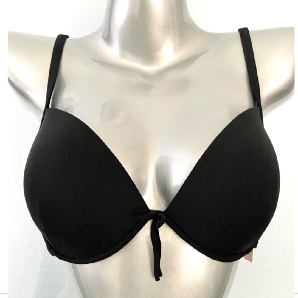 Victorias Secret Nwt Solid Black The Fabulous Underwire Swim Bikini Top 38B